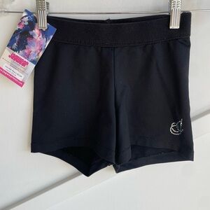Woman black gymnastics classic performance active fitness shorts size S